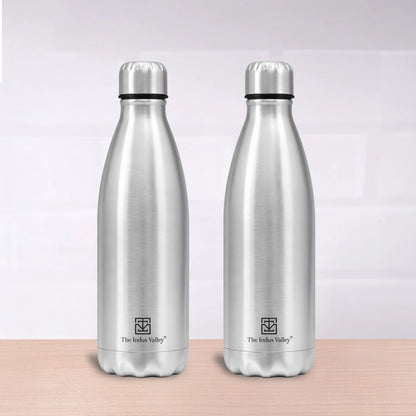 Stainless steel Cola bottles 1 Litre Set of 2 – Vacuum Insulated, Double Wall, Hot & Cold
