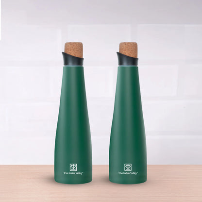 Stainless steel water bottles with cork lid 500 ml Set of 2 – Double Wall, Vacuum insulated, Hot & Cold