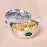 Tri-ply Stainless Steel Uruli with Steel Lid 24cm/28cm/32cm, 3 Layer Thick Body, 100% Toxin-free, Non-stick, Induction & Gas