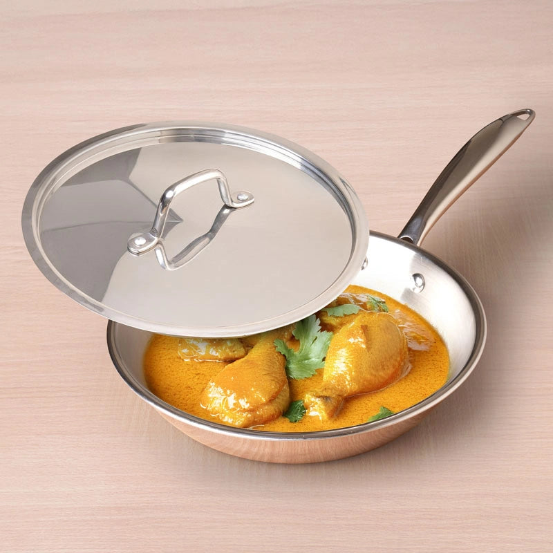 Premium Quality Tri-ply Stainless Steel Fry Pan with Lid 1/1.5 L, 3 Layer Thick Body, 100% Toxin-free, Non-stick, Induction & Gas