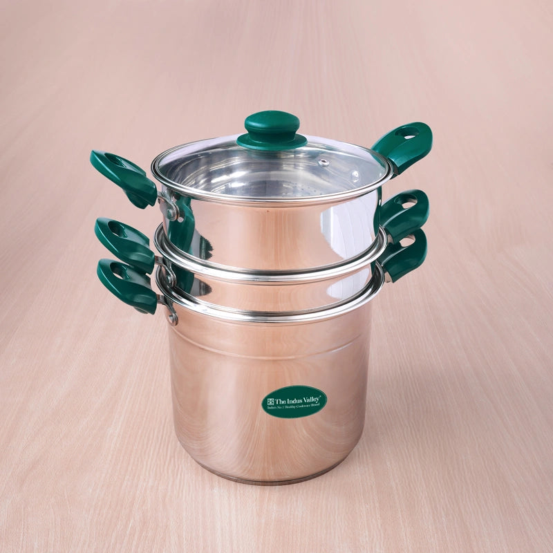 5L Premium Stainless Steel Multi-Purpose Steamer Pot Set for Idli, Momos, Dhokla, Vegetables & Steam Cooking