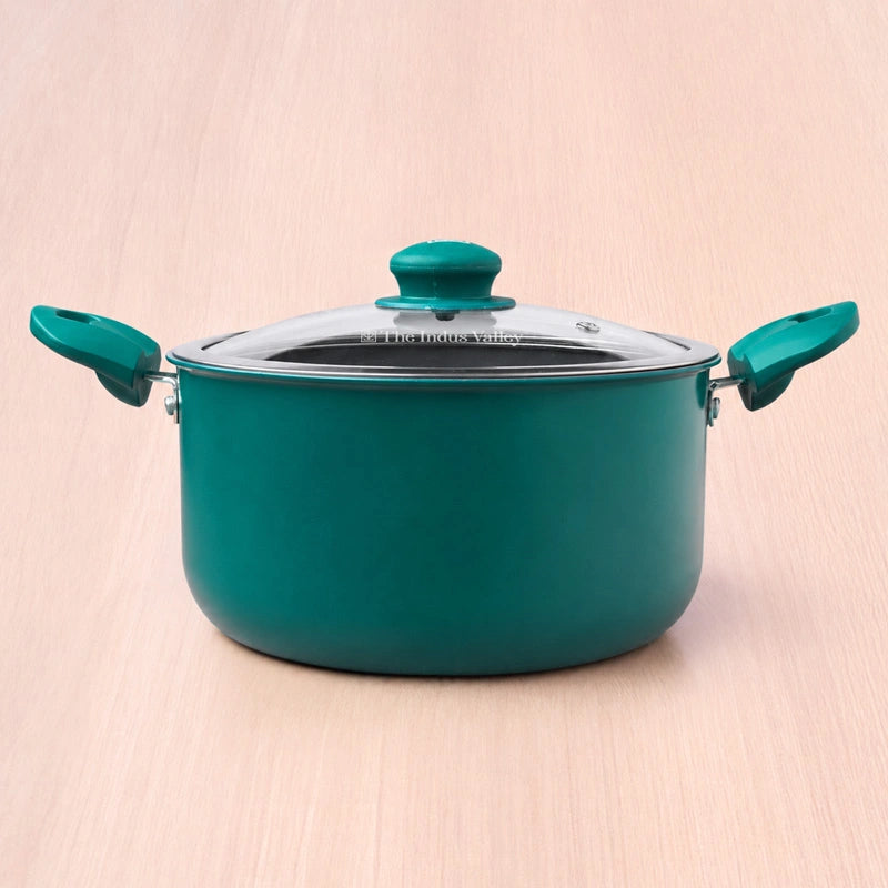 Tri-ply Ceramic Tall Casserole with Glass Lid -24cm, Ceramic Coating, 100% Toxin-Free, PFOA & PFAS Free, Non-Stick, Induction & Gas Compatible