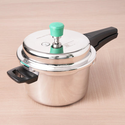 RapidCuk Tri-Ply Stainless Steel Pressure Cooker for Kitchen, 100% Food-Safe, Premium Quality, 3 Layer Thick Body, Heavy Bottom, 5 Yr Warranty, Induction & Gas, 2/3/5L