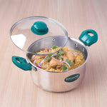 Premium Stainless Steel Impact Bonded Casserole with Glass Lid | 3-Layer Bottom | Induction & Gas Compatible | 20cm / 24cm