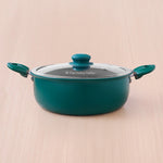 Tri-ply Ceramic Short Casserole with Glass Lid -24cm, Ceramic Coating, 100% Toxin-Free, PFOA & PFAS Free, Non-Stick, Induction & Gas Compatible
