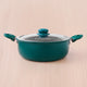 Tri-ply Ceramic Short Casserole with Glass Lid -24cm, Ceramic Coating, 100% Toxin-Free, PFOA & PFAS Free, Non-Stick, Induction & Gas Compatible