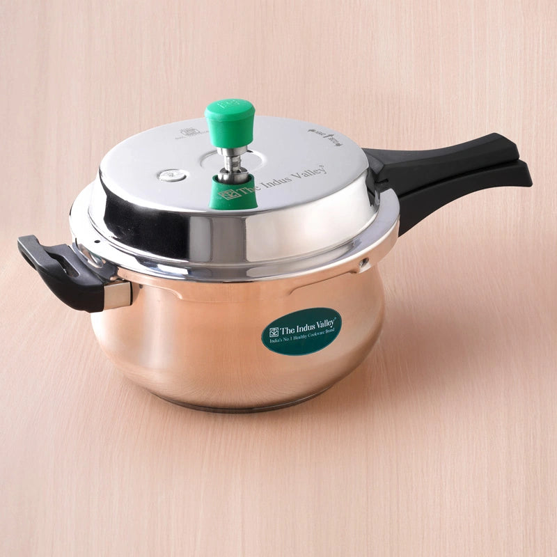 Premium Stainless Steel Outer Lid Handi Pressure Cooker 5.5L, Premium Quality, Heavy Bottom, 100% Safe, ISI Certified, 3 Yr Warranty, Induction & Gas