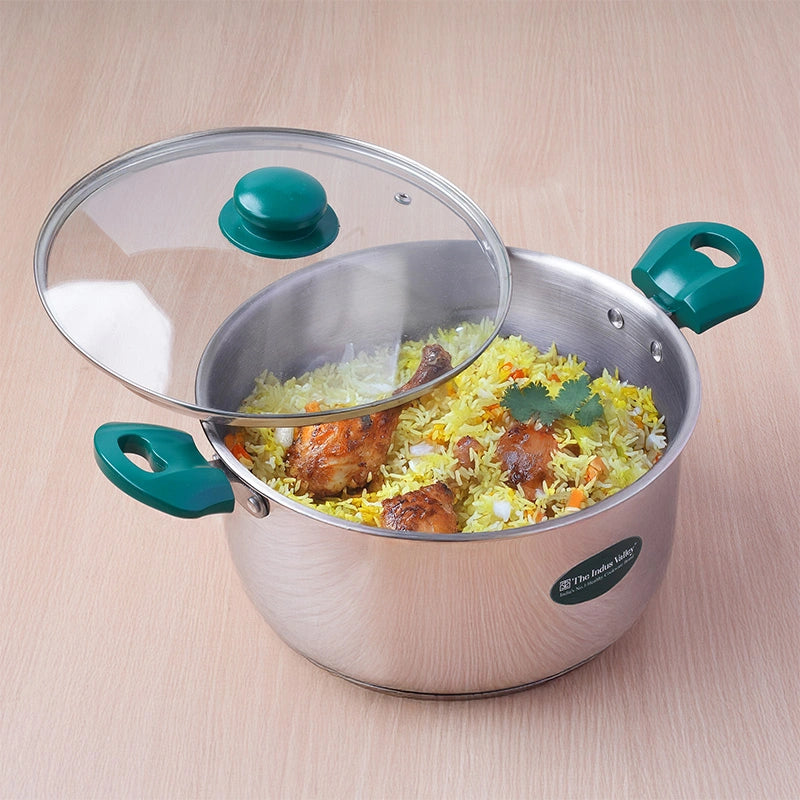 Premium Stainless Steel Impact Bonded Casserole with Glass Lid | 3-Layer Bottom | Induction & Gas Compatible | 20cm / 24cm