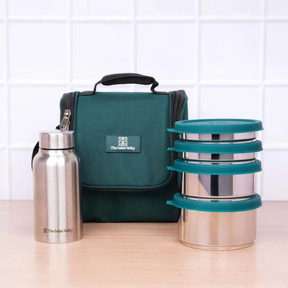 304 Stainless Steel Leakproof Lunch Box Set with Water Bottle & Insulated Carry Bag