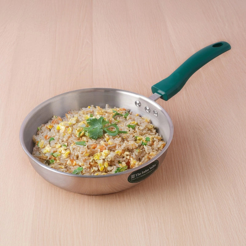 Premium Stainless Steel Impact Bonded Fry Pan | 3-Layer Bottom | Induction & Gas Compatible | 22cm / 24cm