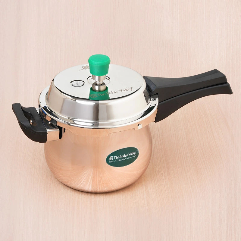 Tri-Ply Stainless Steel Outer Lid Handi Pressure Cooker 1.5L/3L /5.5L, 100% Food-Safe, 3 Layer Thick Body, Heavy Bottom, 5 Yr Warranty, Induction & Gas