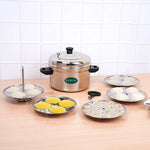 Premium Stainless Steel idlipot Regular and Mini idli plates Idli/ Momo Maker/ Veg Steaming Set, Induction & Gas compatible