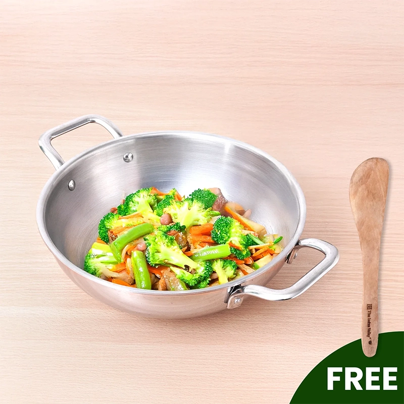TurboCuk Tri-ply Stainless Steel Kadai 1.7/2.7/3.5L, Premium Quality, 3 Layer Thick Body, 100% Toxin-free, Non-stick, Induction & Gas, Free ₹ 110 Spatula