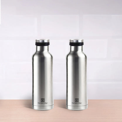 Stainless Steel Water Bottle with Pressy flip Lid – Double Wall, Vacuum insulated, Hot & Cold 750ml/500 ml