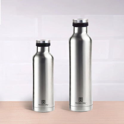 Stainless Steel Water Bottle with Pressy flip Lid – Double Wall, Vacuum insulated, Hot & Cold 750ml/500 ml