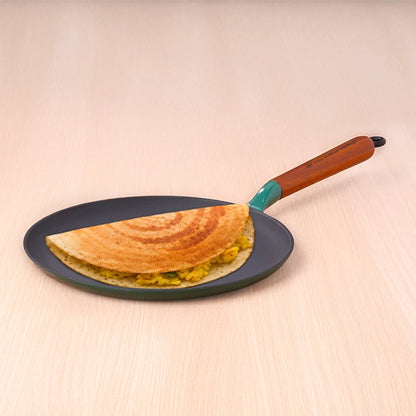 Enamel Coated Cast Iron Dosa Tawa - 28cm | Induction & Gas Compatible