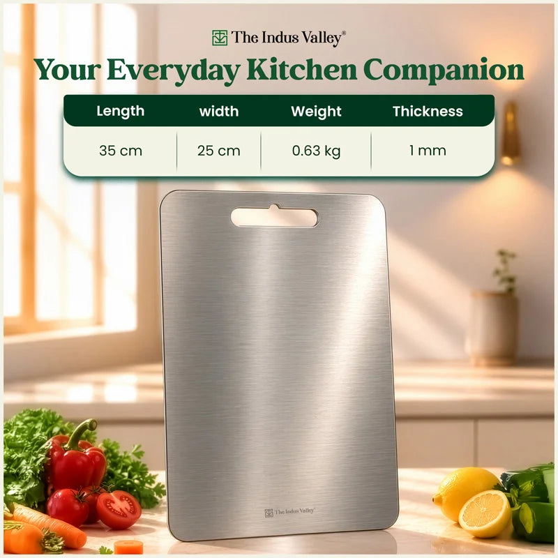 Premium Stainless Steel Chopping Board 35x25cm, Rust-Resistant, Hygienic, Easy to Clean, Kitchen Cutting Board
