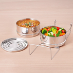 Stainless Steel Pressure Cooker Separator 2-tier Compatible with 3 Litres , Premium Quality, 100% Safe, 2 Containers With Lifter Stand, Stainless Steel