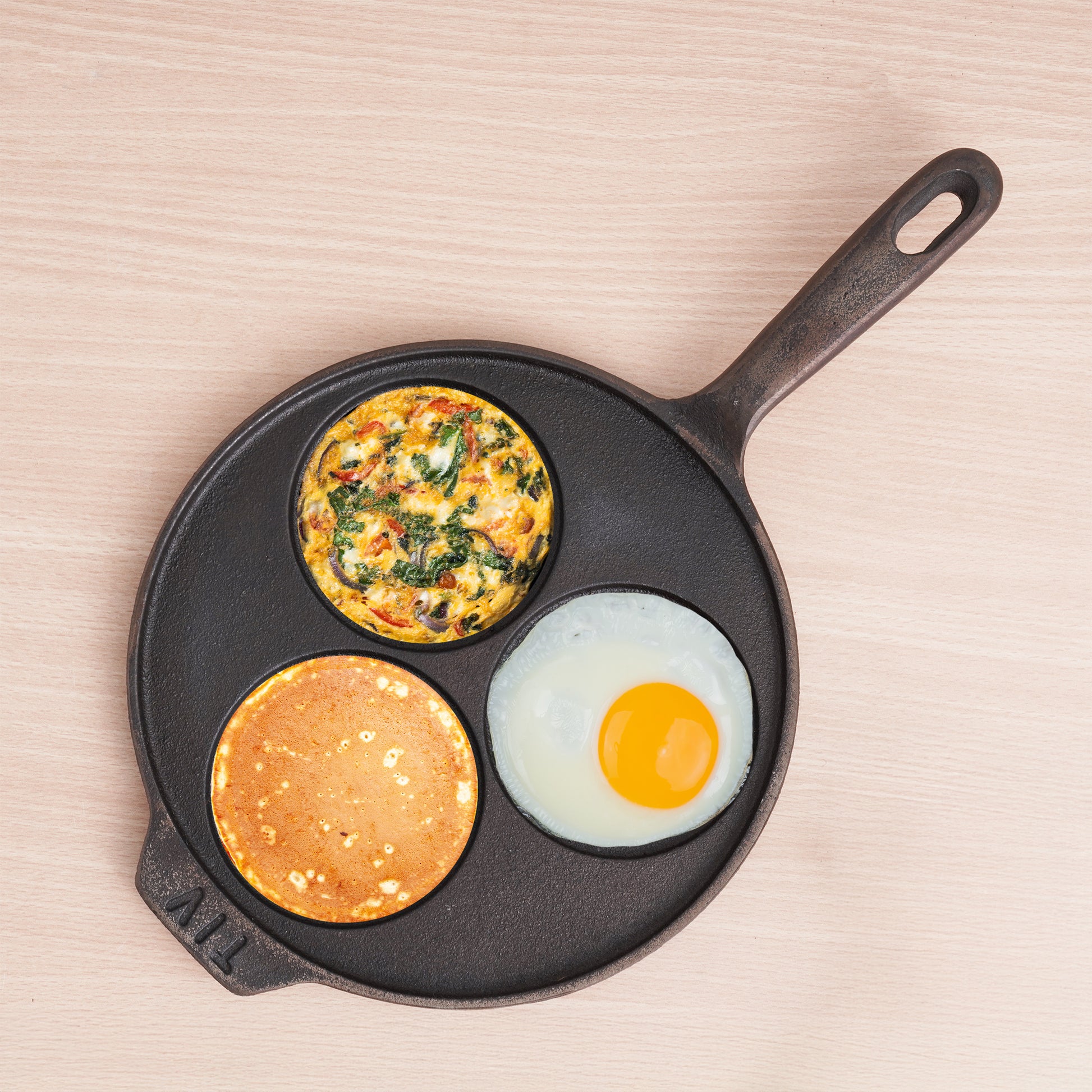 CASTrong Cast Iron Uttapam/ Set Dosa Tawa, Pit, Pre-seasoned, 100% Pure, Toxin-free, Induction, 23cm Pit 23cm