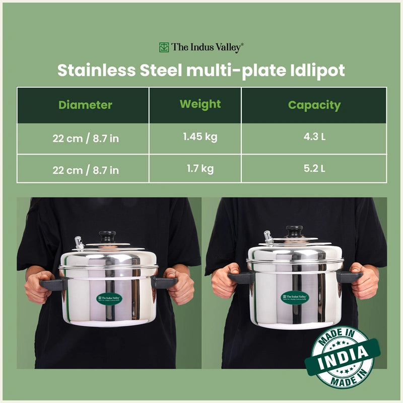 Premium Stainless Steel idlipot Regular and Mini idli plates Idli/ Momo Maker/ Veg Steaming Set, Induction & Gas compatible