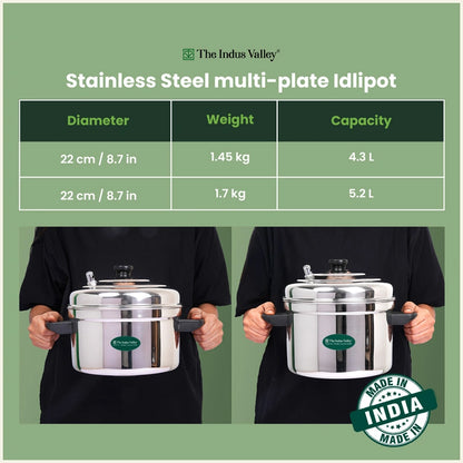 Premium Stainless Steel idlipot Regular and Mini idli plates Idli/ Momo Maker/ Veg Steaming Set, Induction & Gas compatible
