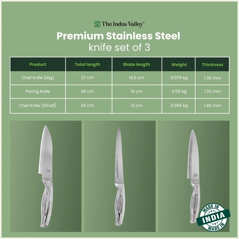 Premium Stainless Steel Knife Set of 3