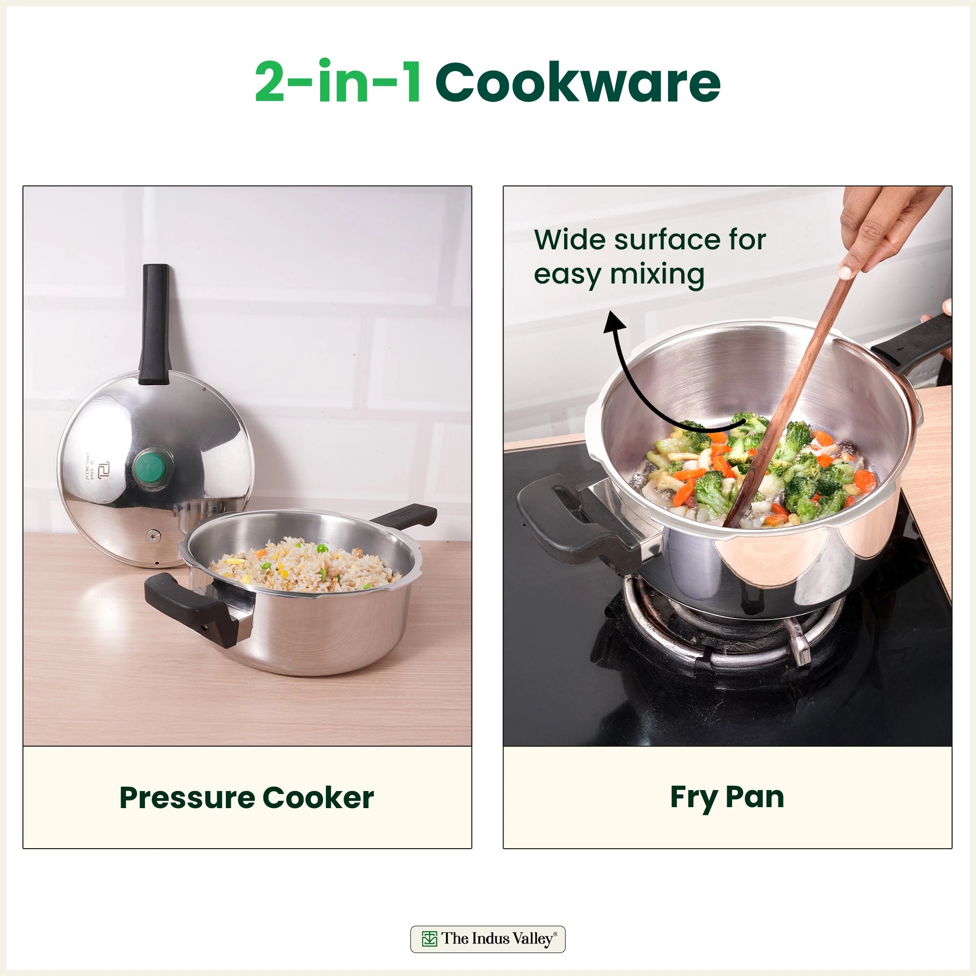 Tri-ply Stainless Steel Pressure Pan 1.5/3.5/5L, Premium Quality, 3 Layer Thick Body, Heavy Bottom, 100% Food-safe, ISI Certified, Induction & Gas