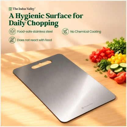 Premium Stainless Steel Chopping Board 35x25cm, Rust-Resistant, Hygienic, Easy to Clean, Kitchen Cutting Board