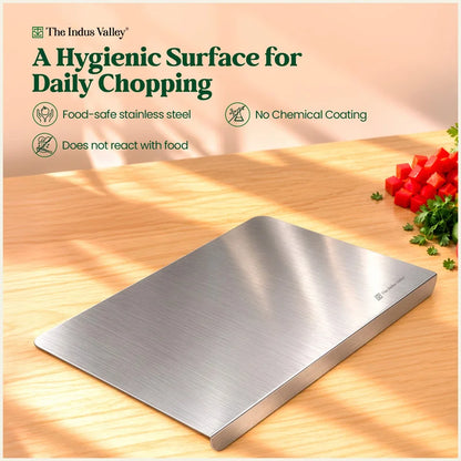 Premium Stainless Steel Counter top Chopping Board 30x40cm, Rust-Resistant, Hygienic, Easy to Clean, Kitchen Cutting Board