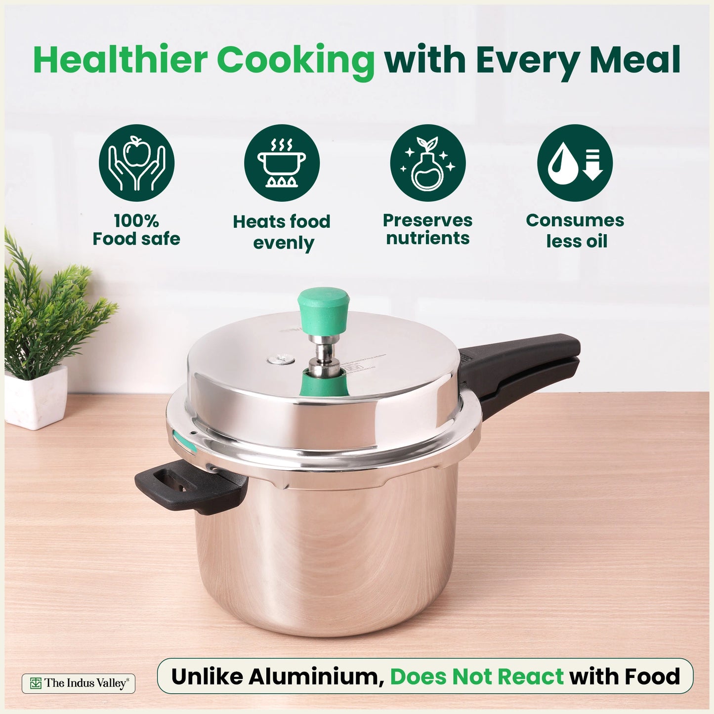 RapidCuk Tri-Ply Stainless Steel Pressure Cooker for Kitchen, 100% Food-Safe, Premium Quality, 3 Layer Thick Body, Heavy Bottom, 5 Yr Warranty, Induction & Gas, 2/3/5L