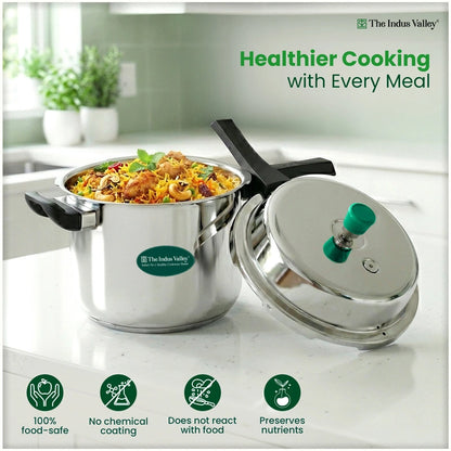 Premium Stainless Steel Outer Lid Pressure Cooker 8L, Premium Quality, Heavy Bottom, 100% Safe, ISI Certified, 3 Yr Warranty, Induction & Gas