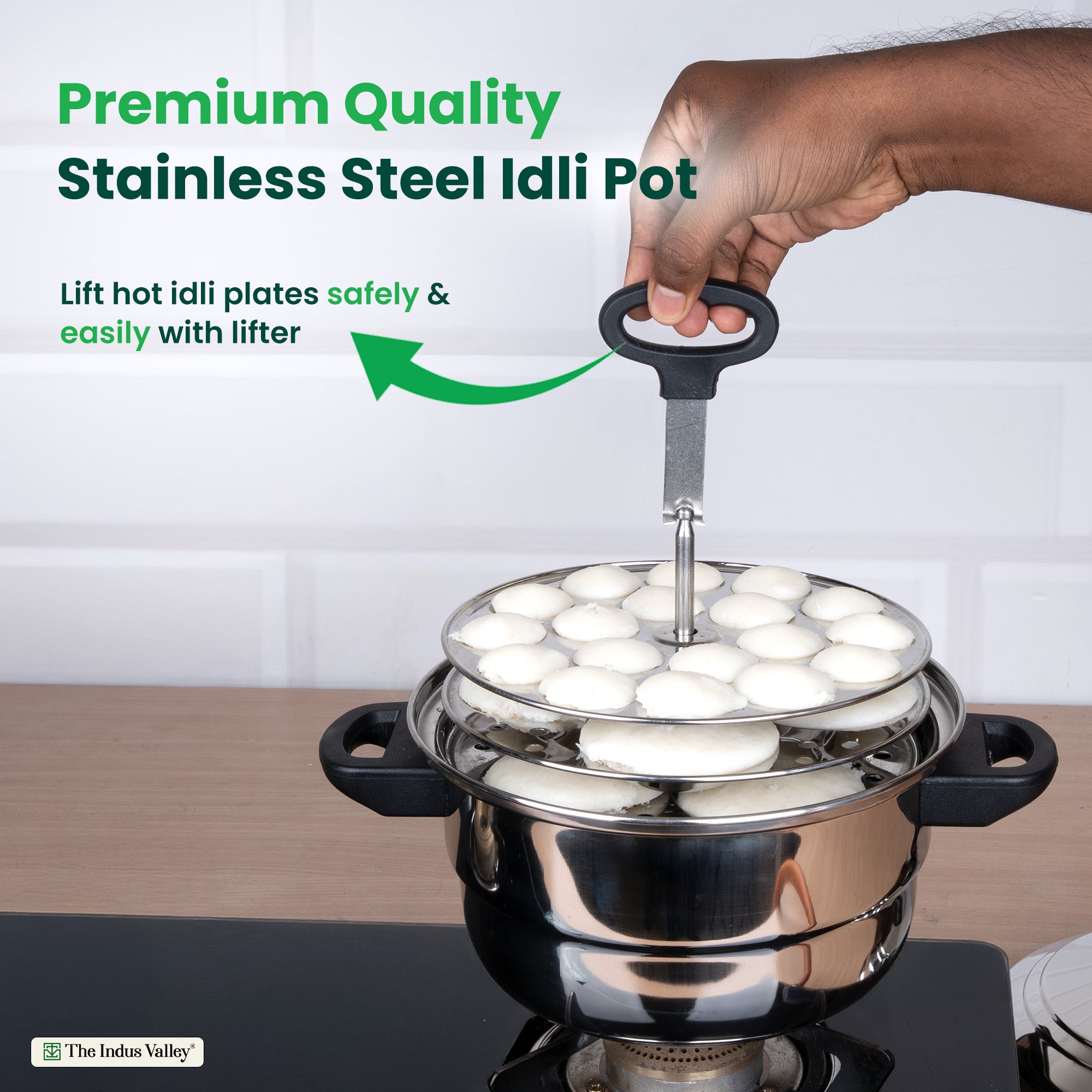 Premium Stainless Steel idlipot regular with mini idli plates-(3+1) Idli/ Momo Maker/ Veg Steaming Set, Tri-ply Induction Bottom, 4 Plates