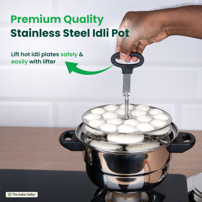 Premium Stainless Steel idlipot regular with mini idli plates-(3+1) Idli/ Momo Maker/  Veg Steaming Set, Tri-ply Induction Bottom, 4 Plates