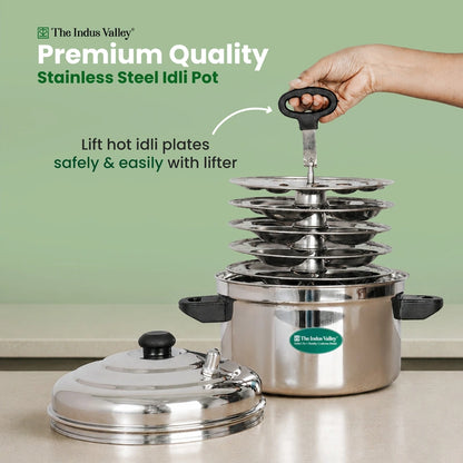 Premium Stainless Steel idlipot Regular and Mini idli plates Idli/ Momo Maker/ Veg Steaming Set, Induction & Gas compatible