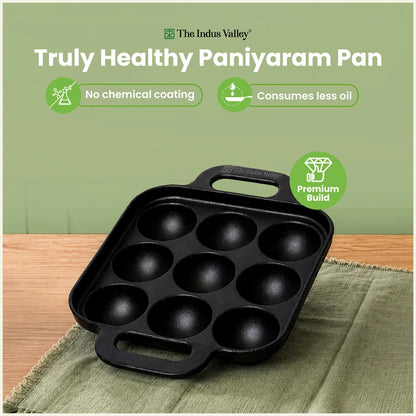 CASTrong Cast Iron Square Paniyaram Pan 9 Pit, Pre-seasoned, Naturally Nonstick, 100% Pure, Toxin-free, 1.67kg