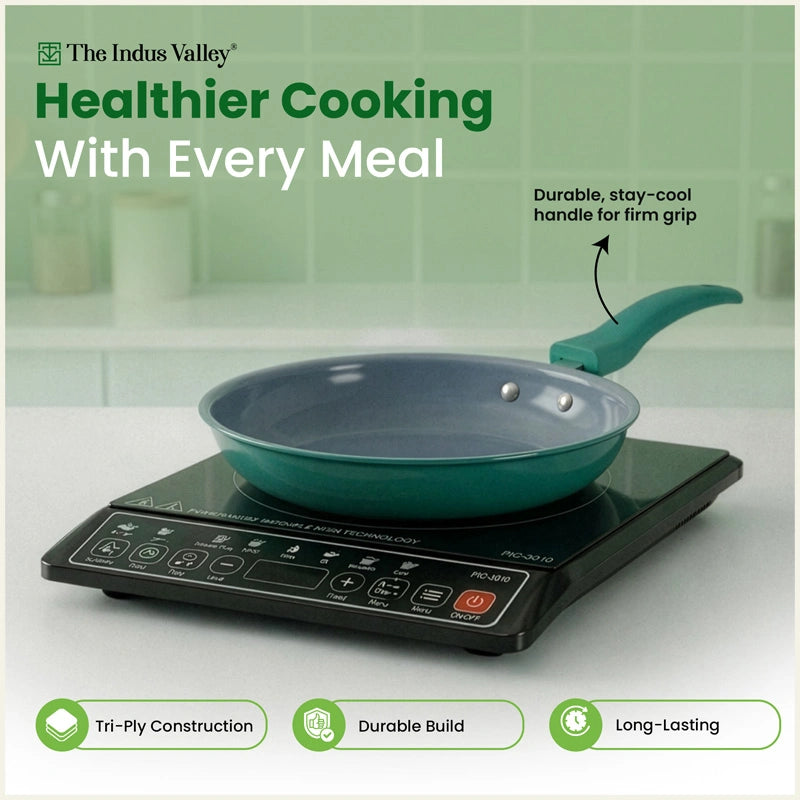 Tri-Ply Ceramic Fry Pan - 22cm, Ceramic Coating, 100% Toxin-Free, PFOA & PFAS Free, Non-Stick, Induction & Gas Compatible