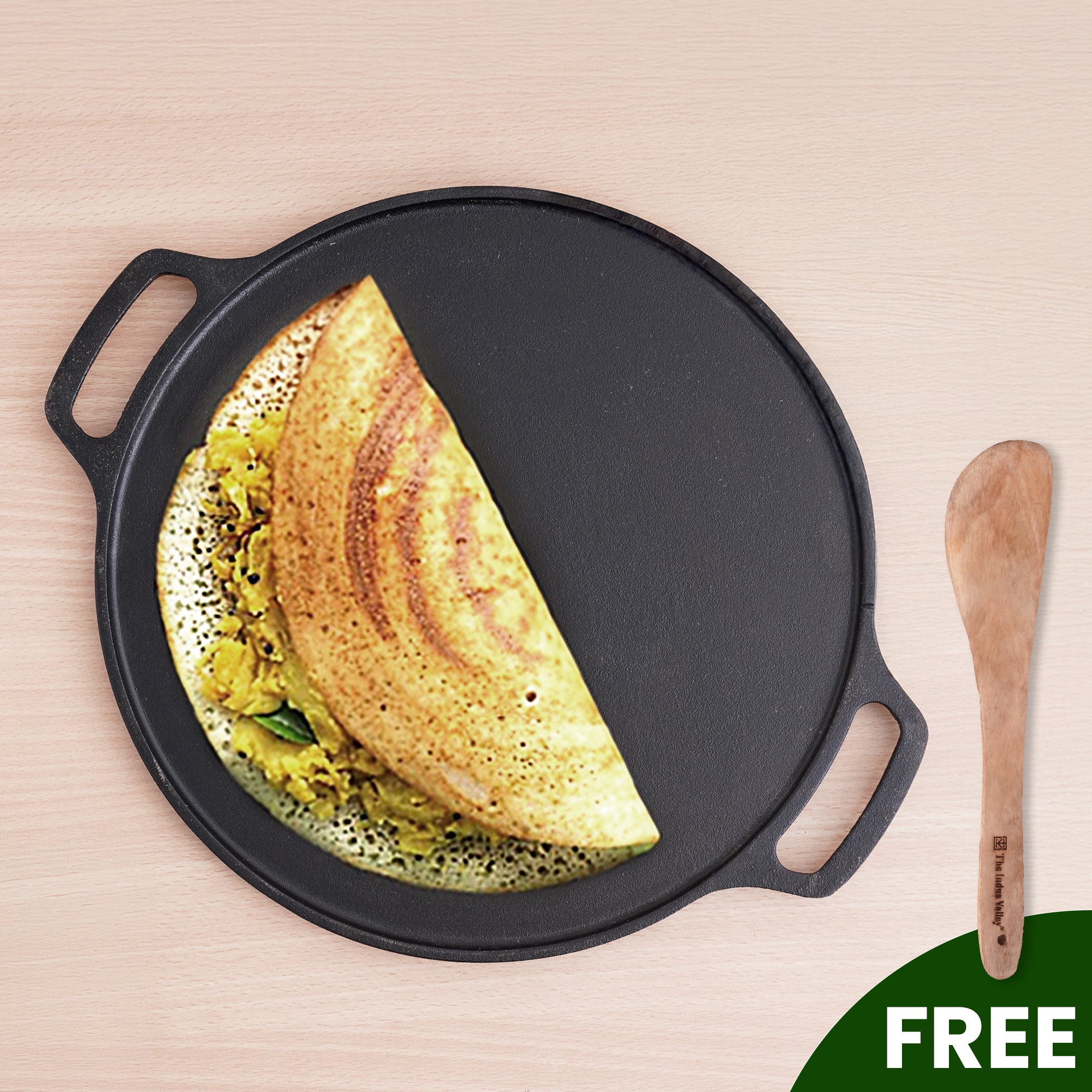 CASTrong Cast Iron Roti/Dosa Tawa 30.2cm, Pre-seasoned, Naturally Nonstick, 100% Pure, Toxin-free, Gas & Induction, Free  110 Spatula