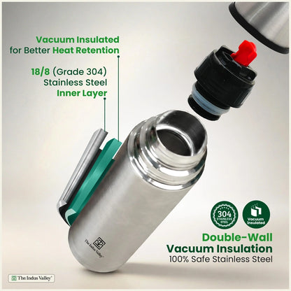 Premium Stainless steel Vacuum insulated Bullet flask with flip Lid – Double Wall, Vacuum insulated, Hot & Cold 1000ml
