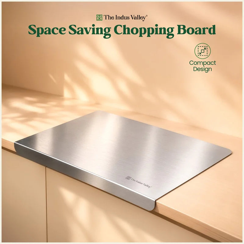 Premium Stainless Steel Counter top Chopping Board 30x40cm, Rust-Resistant, Hygienic, Easy to Clean, Kitchen Cutting Board