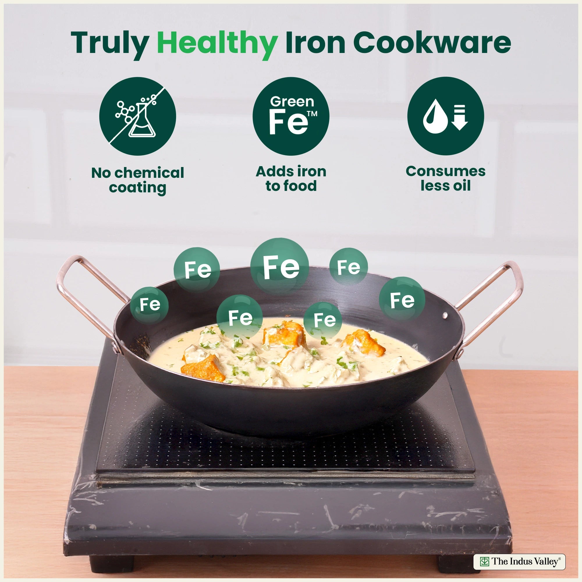 100% Pure Sheet Iron Cookware Set - Tawa(26cm), Fry Pan(25cm), Kadai(25cm) with Silicone Handle, Pre-Seasoned, Induction & Gas Compatible + Free ₹400 Tadka Pan
