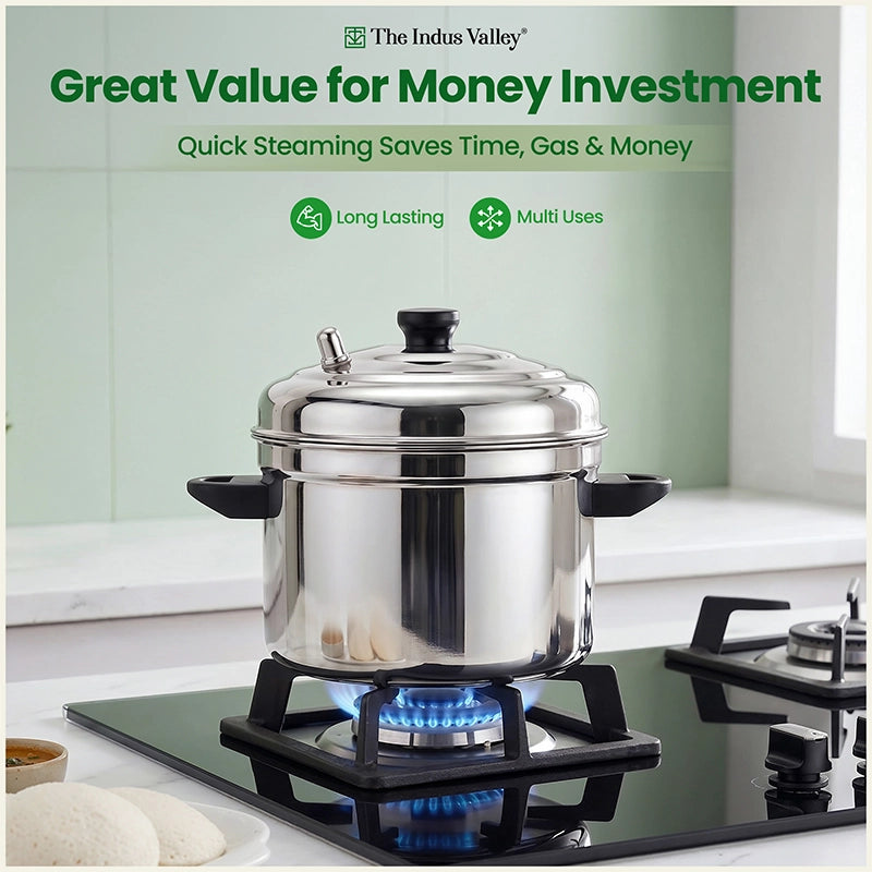 Premium Stainless Steel idlipot Regular and Mini idli plates Idli/ Momo Maker/ Veg Steaming Set, Induction & Gas compatible