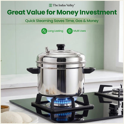 Premium Stainless Steel idlipot Regular and Mini idli plates Idli/ Momo Maker/ Veg Steaming Set, Induction & Gas compatible