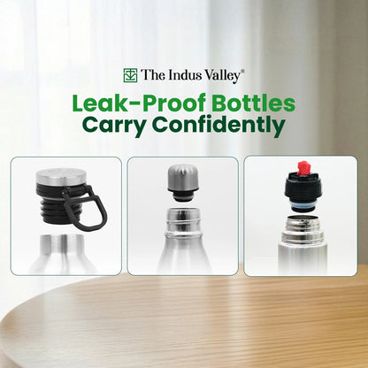Stainless Steel Vacuum Insulated Bottle Combo 1L + 1L + 500 ml - Set of 3 – Leak Proof, Double Wall, Hot & Cold