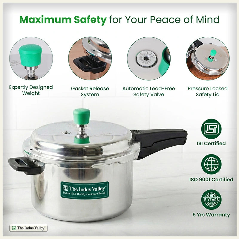 Premium Quality RapidCuk 2/3/5L Tri-Ply Stainless Steel Pressure Cooker for Kitchen, 100% Food-Safe, 3 Layer Thick Body, Heavy Bottom, 5 Yr Warranty, Induction & Gas