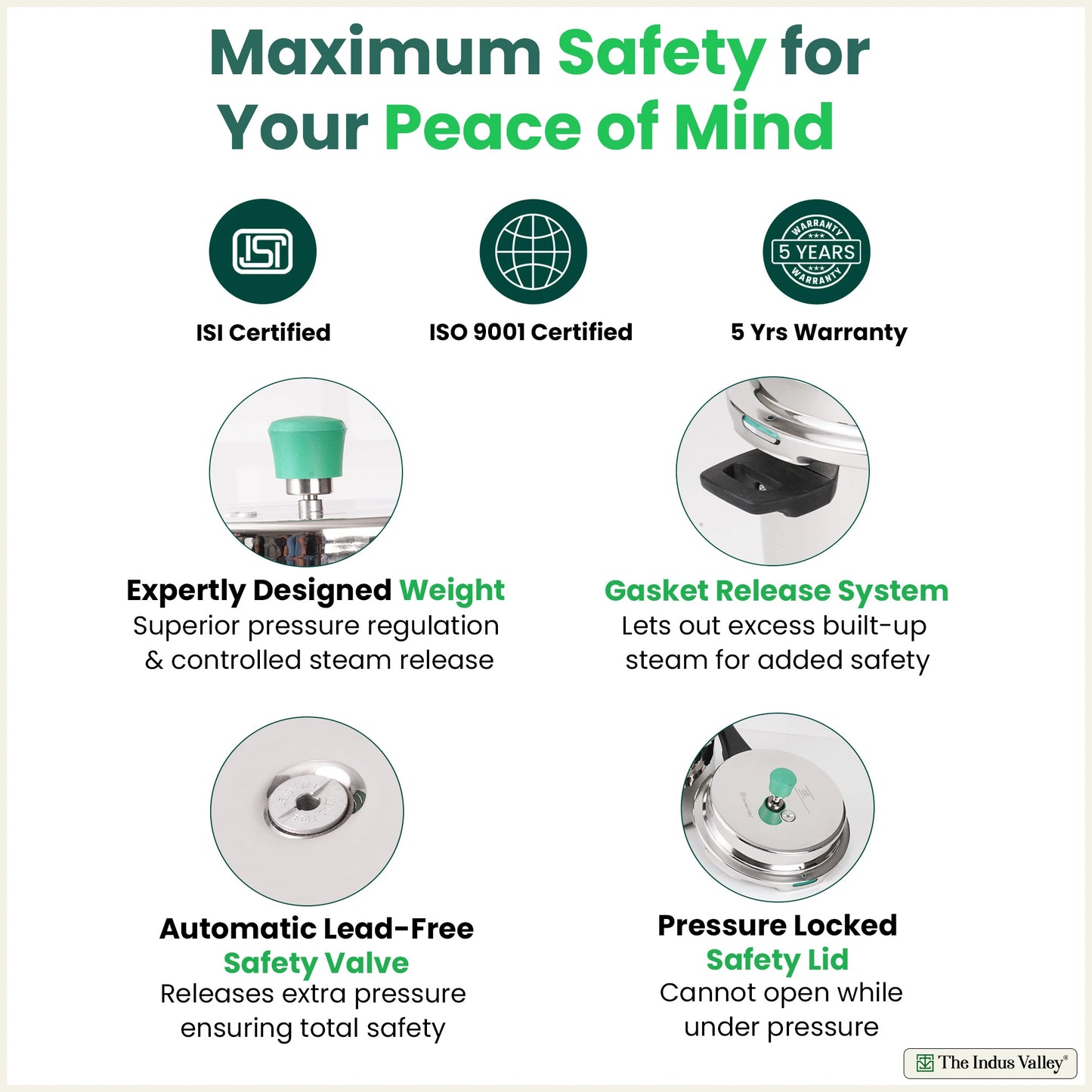 RapidCuk Tri-Ply Stainless Steel Pressure Cooker for Kitchen, 100% Food-Safe, Premium Quality, 3 Layer Thick Body, Heavy Bottom, 5 Yr Warranty, Induction & Gas, 2/3/5L