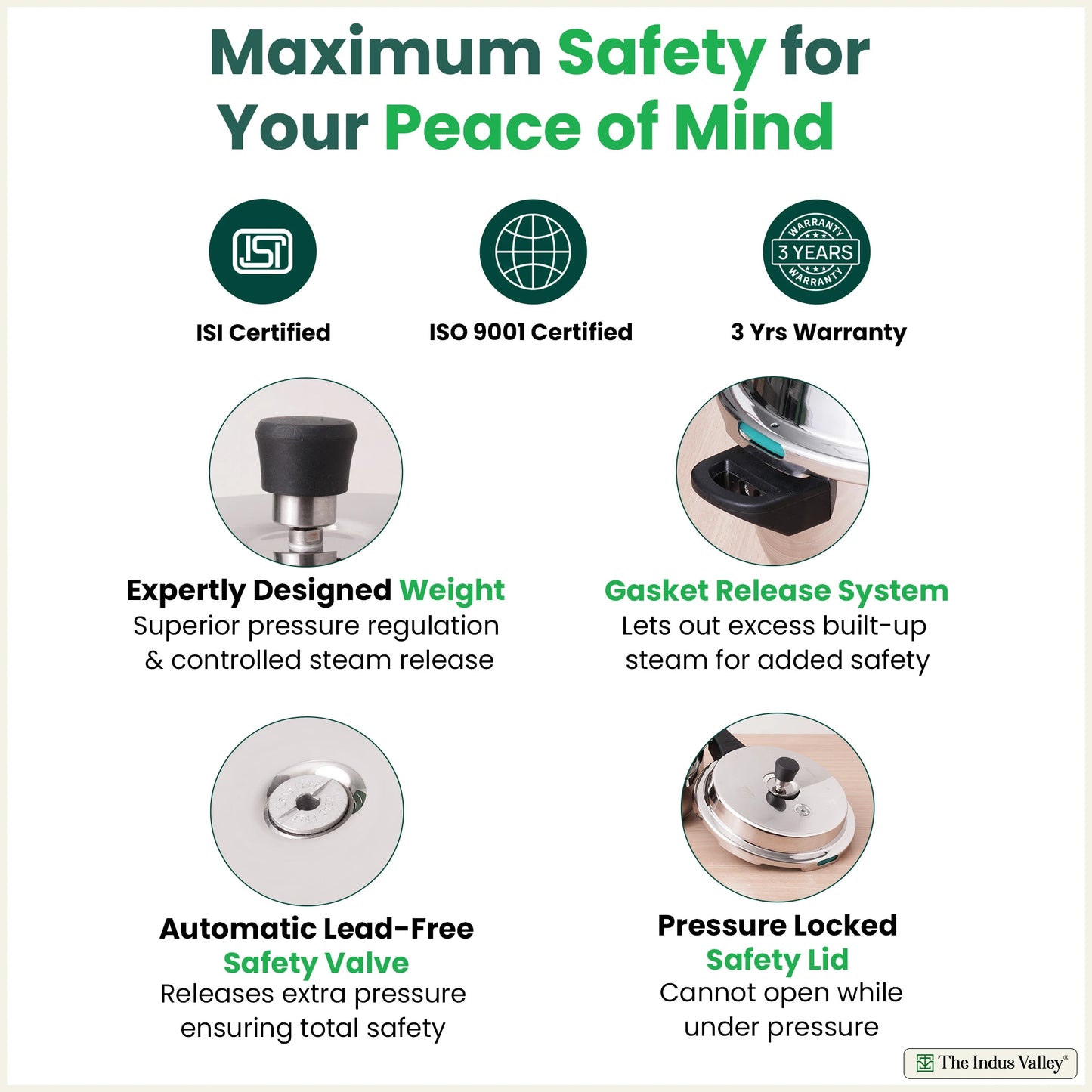 QuicKooker Tri-Steel Stainless Steel Pressure Cooker, Premium Quality, 3 Layer Heavy Bottom, 100% Safe, ISI Certified, 3 Yr Warranty, Induction & Gas, 3/5 L