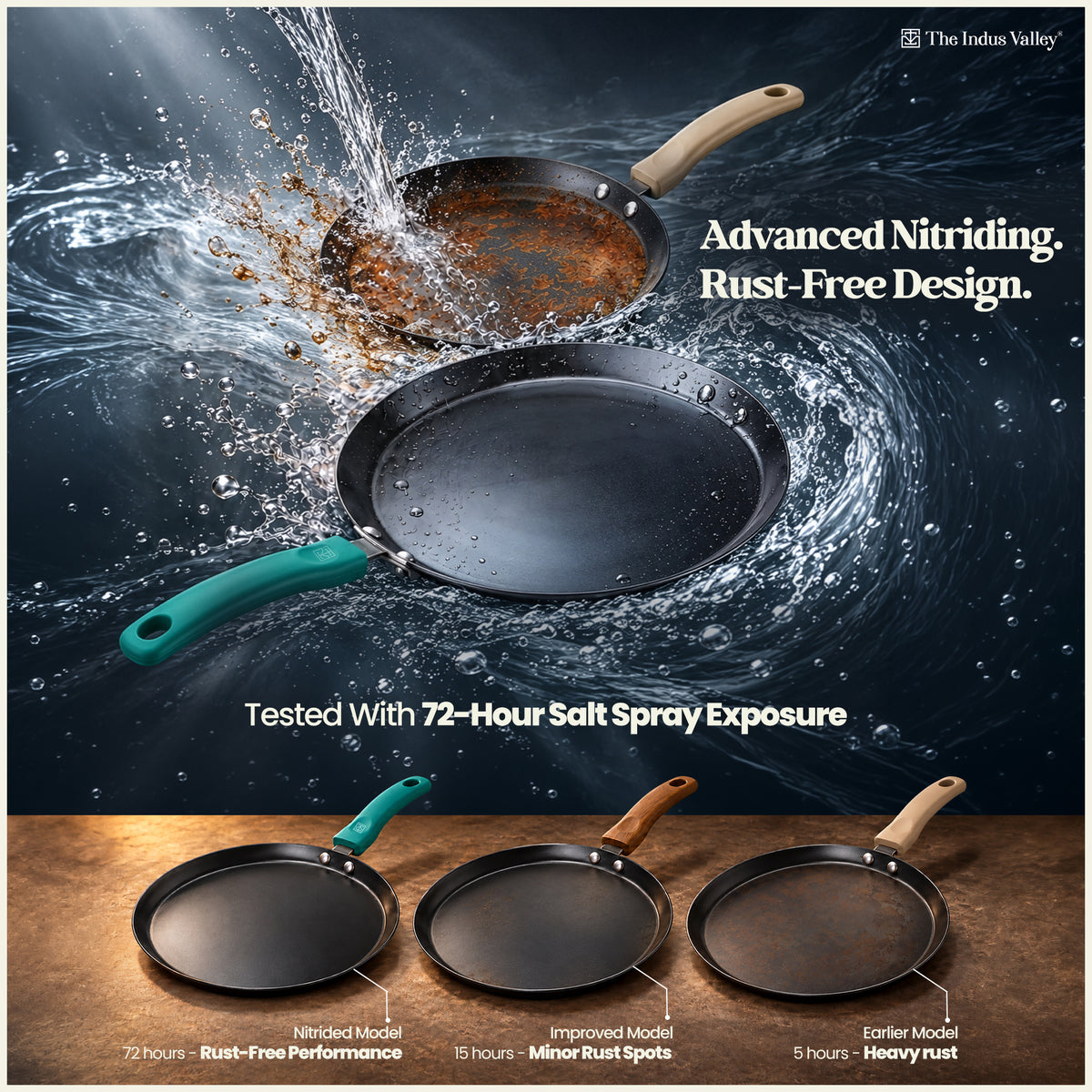 Nitrided Carbon Steel Dosa Tawa 26 cm | Rust-Free | No Sticking