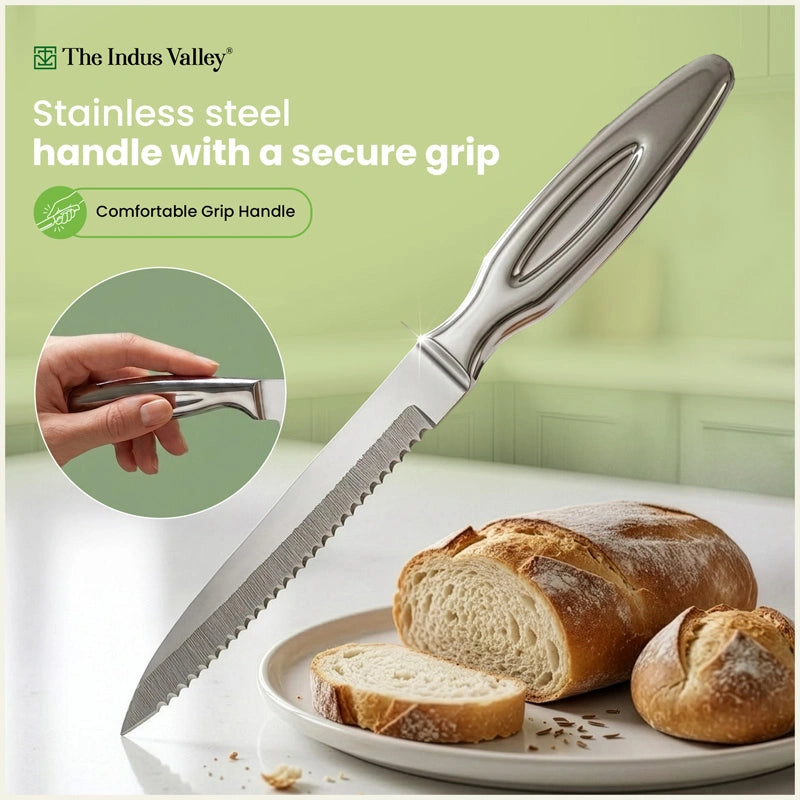 Premium Stainless Steel Knife Set of 5 with Wooden Stand