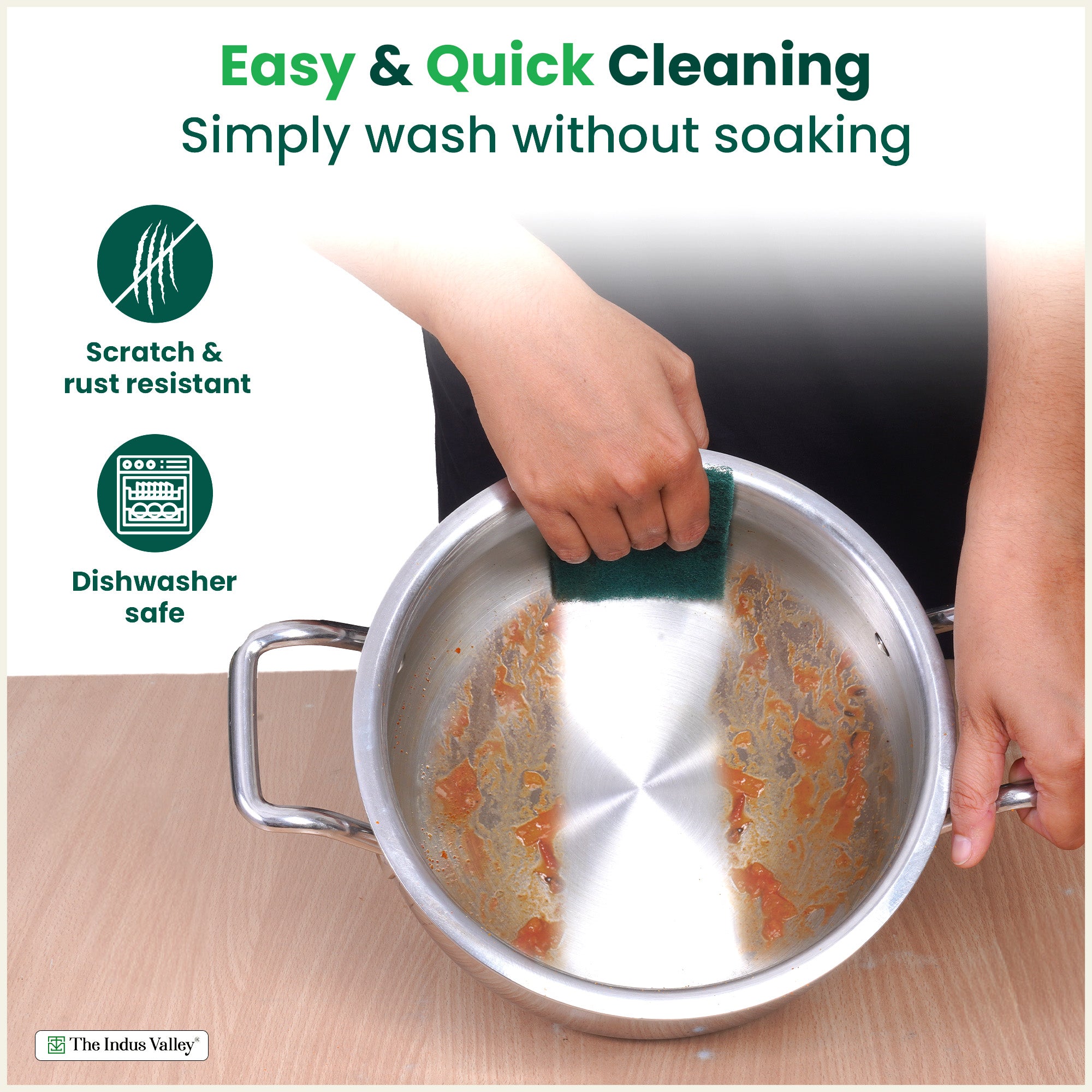 TurboCuk Tri-ply Biryani Cooking Pot/Casserole+ Glass Lid 2L, Wide Handi Shape, Premium Quality, 3 Layer Thick Body, 100% Toxin-free, Non-stick, Induction & Gas