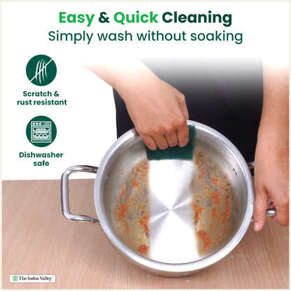 TurboCuk Tri-ply Biryani Cooking Pot/Casserole+ Glass Lid 2L, Wide Handi Shape, Premium Quality, 3 Layer Thick Body, 100% Toxin-free, Non-stick, Induction & Gas